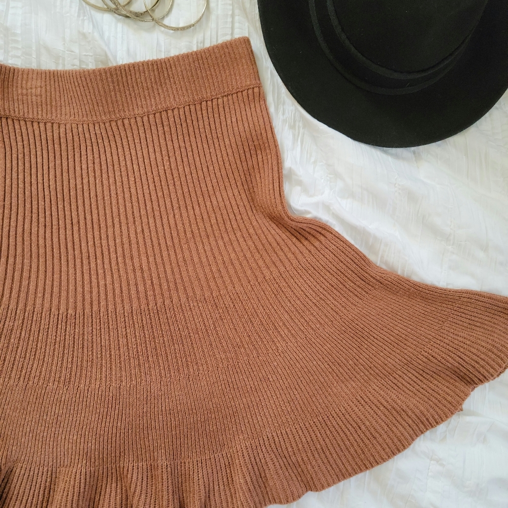 Free People Solid Gold Ribbed Skirt - Picture 10 of 12